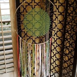 Huge Multi Colored Dream‎ Catcher with Fabric Fringe 23 inches wide x 27 inches